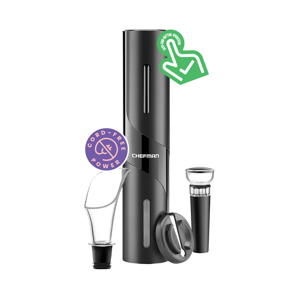 Amazon.com: CIRCLE JOY Electric Wine Opener Set 4-in-1 Wine Set with  Rechargeable Wine Opener, Rechargeable Wine Aerator Pourer, Foil Cutter and  Vacuum Wine Stopper, Gift Set for Wine Lovers, Black: Home &